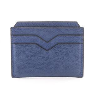 Valextra business card holder/card case, leather, men's accessory, blue.